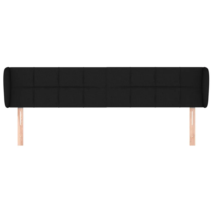 Tête de lit avec oreilles Noir 183x23x78/88 cm Tissu - 3