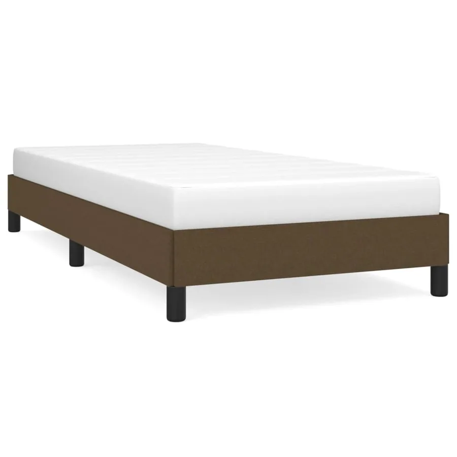 Cadre de lit sans matelas marron foncé 100x200 cm tissu - 2