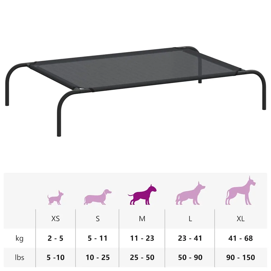 Lit surélevé pour chien Noir L Textilène - 9