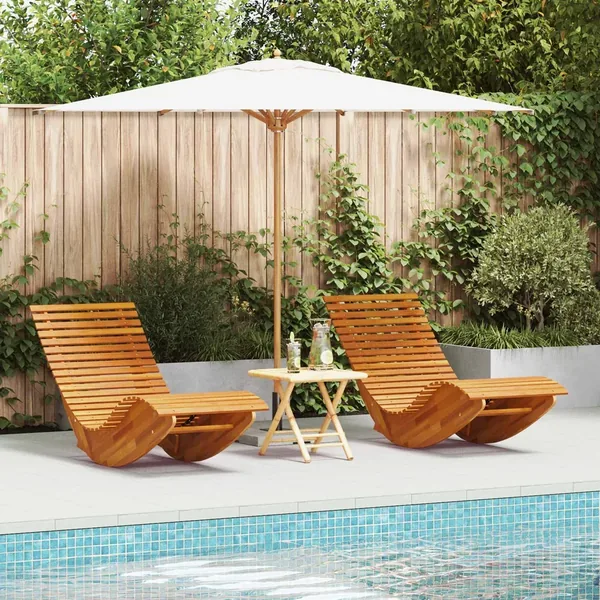 Chaises longues basculantes lot de 2 bois d'acacia