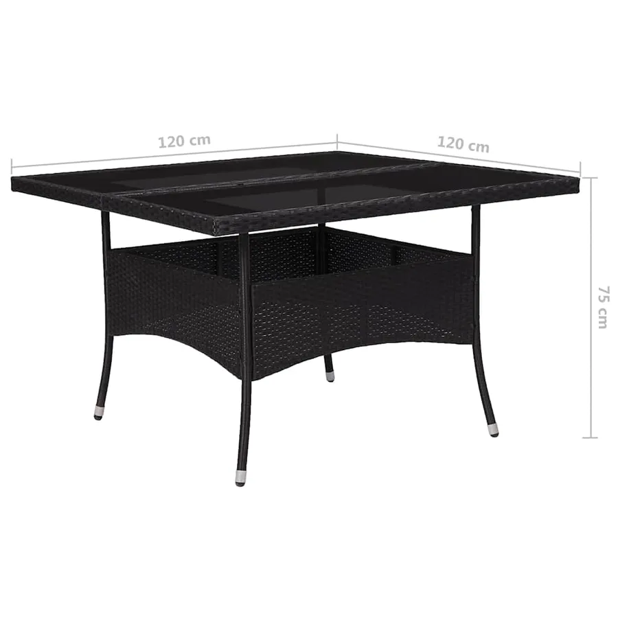 Ensemble à Manger de jardin 9 pcs Résine tressée et verre Noir - 12