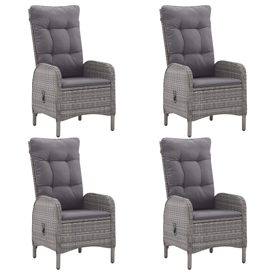 Ensemble à manger de jardin 5 pcs Résine tressée et verre Gris - 3