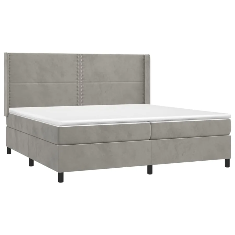 Sommier à lattes de lit et matelas Gris clair 200x200cm Velours - 3