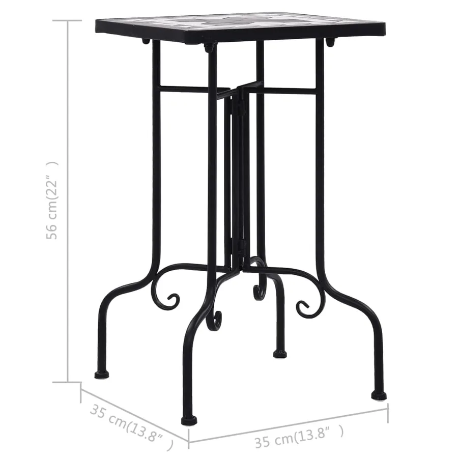 Table de bistro mosaïque noir et blanc Céramique - 7