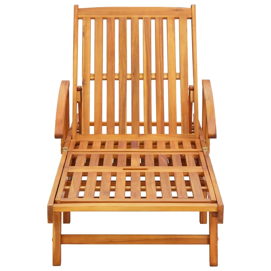 Chaises longues lot de 2 avec table et coussins Acacia solide - 3