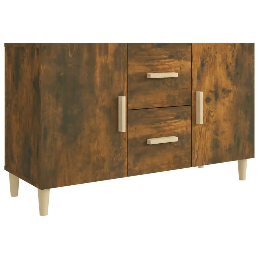 Buffet chêne fumé 100x36x60 cm bois d'ingénierie - 2