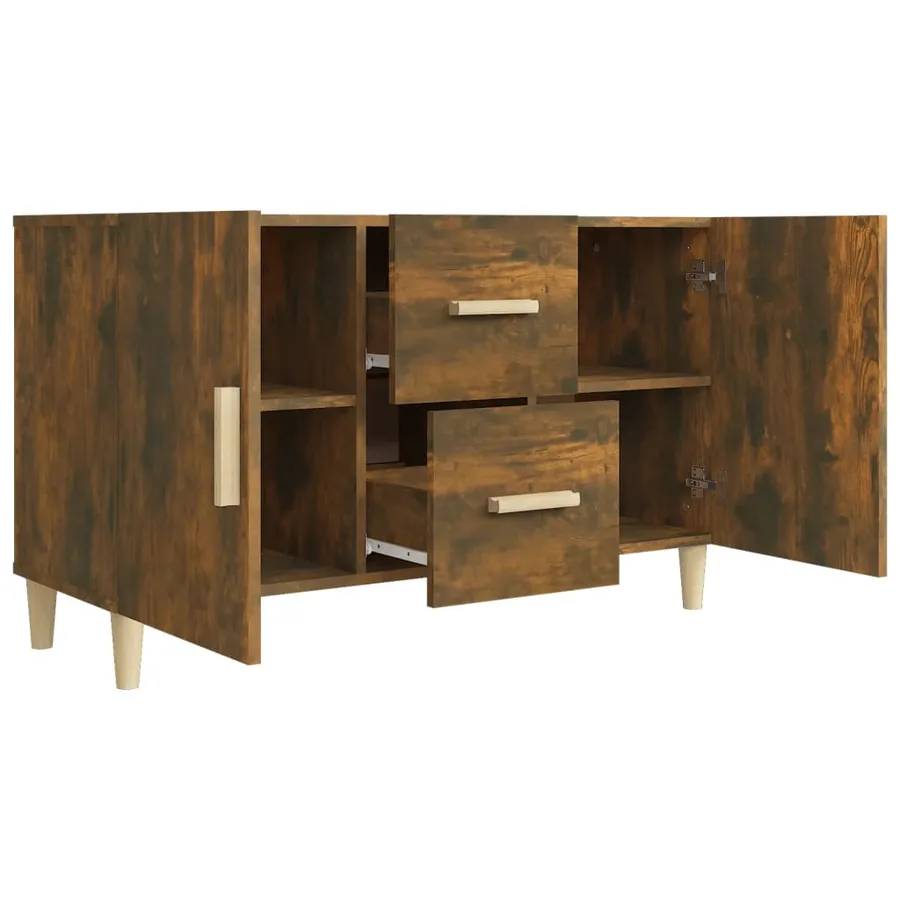 Buffet chêne fumé 100x36x60 cm bois d'ingénierie - 5