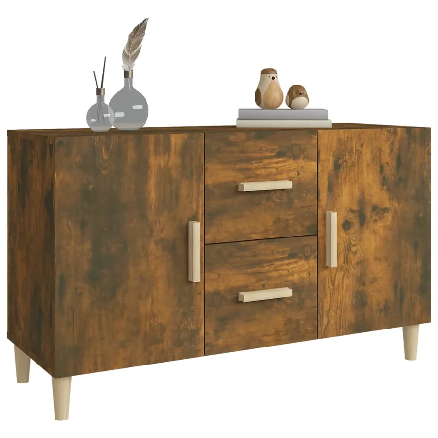 Buffet chêne fumé 100x36x60 cm bois d'ingénierie - 6