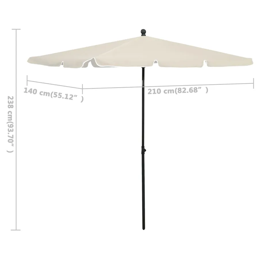 Parasol de jardin avec mât 210x140 cm Sable - 6