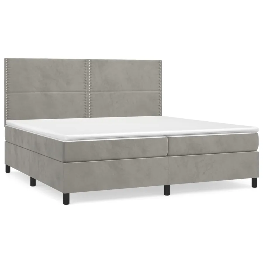 Sommier à lattes de lit et matelas Gris clair 200x200cm Velours - 2