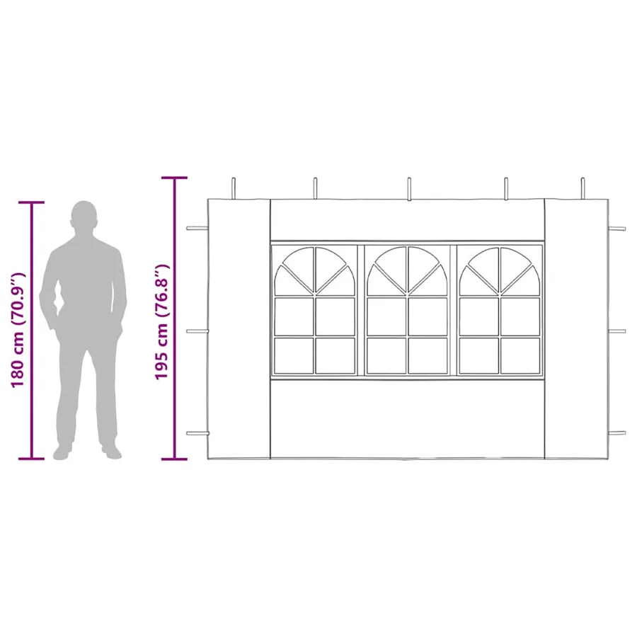 Paroi de tente de réception 2 pcs avec fenêtre PE Blanc - 11