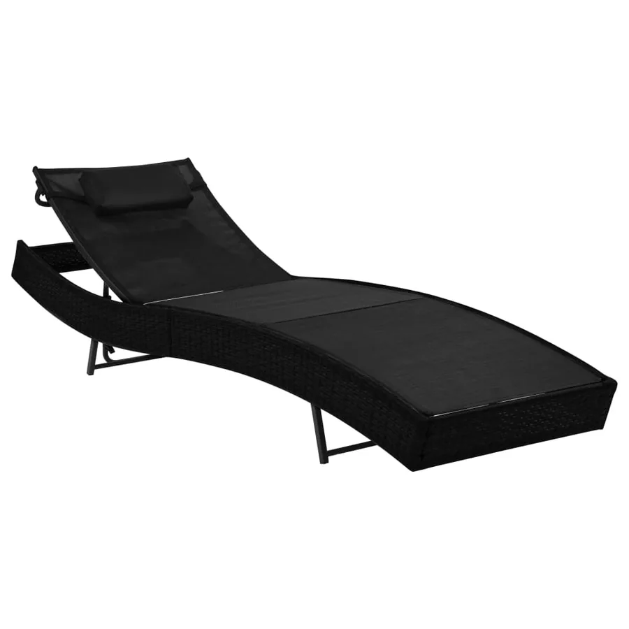 Chaise longue avec oreiller Résine tressée Marron - 7
