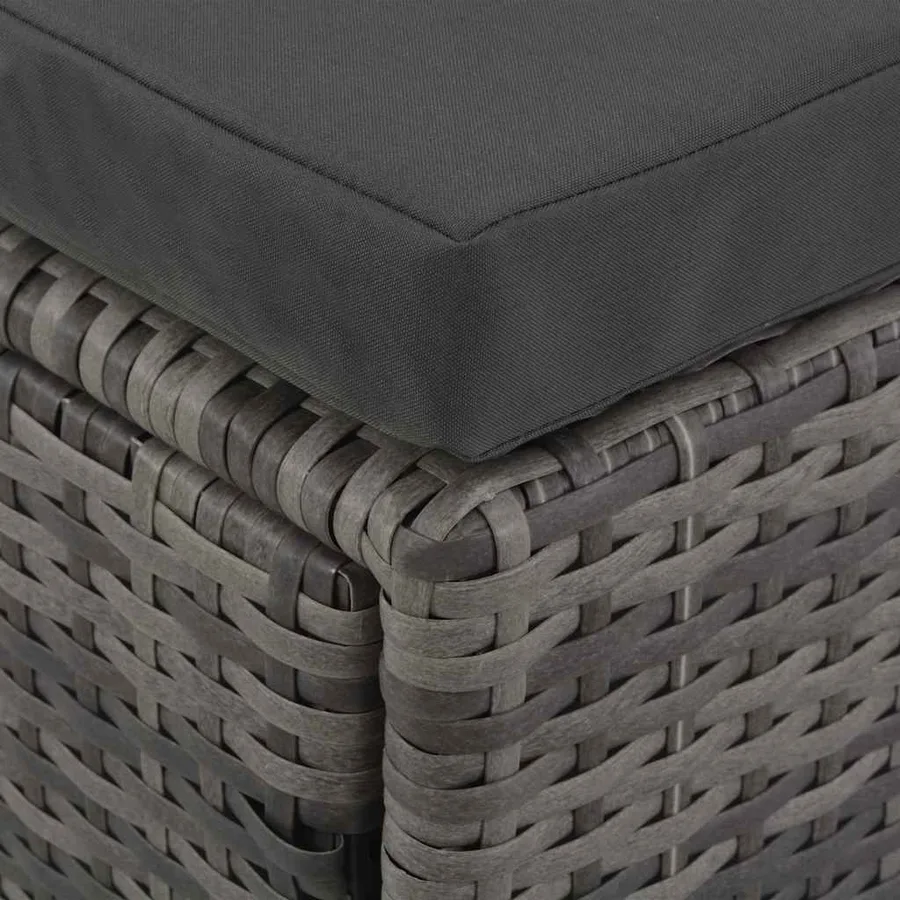 Salon de jardin 4 pcs avec coussins Résine tressée Gris - 6