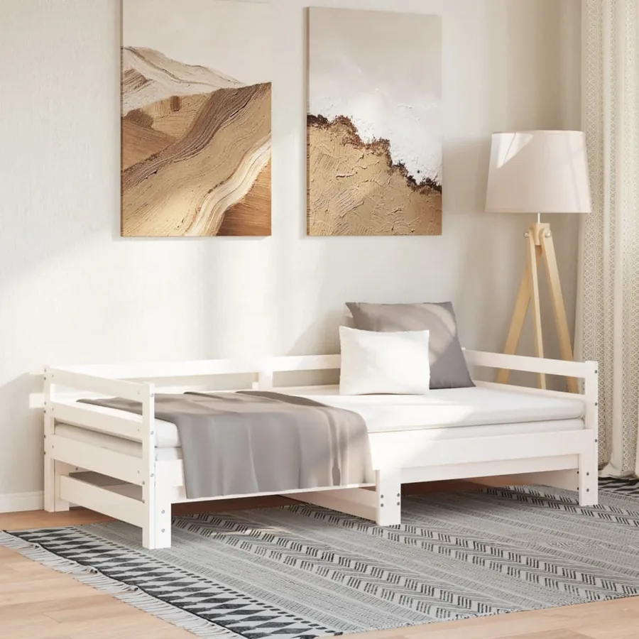 Lit coulissant sans matelas blanc 2x(90x200) cm