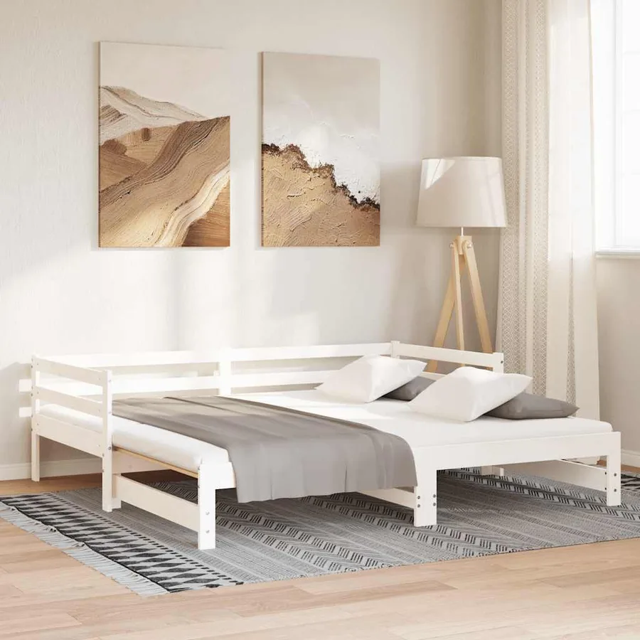 Lit coulissant sans matelas blanc 2x(90x200) cm - 4