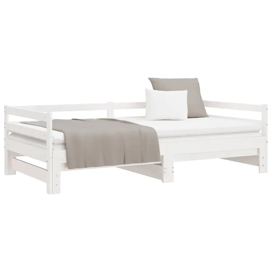 Lit coulissant sans matelas blanc 2x(90x200) cm - 5