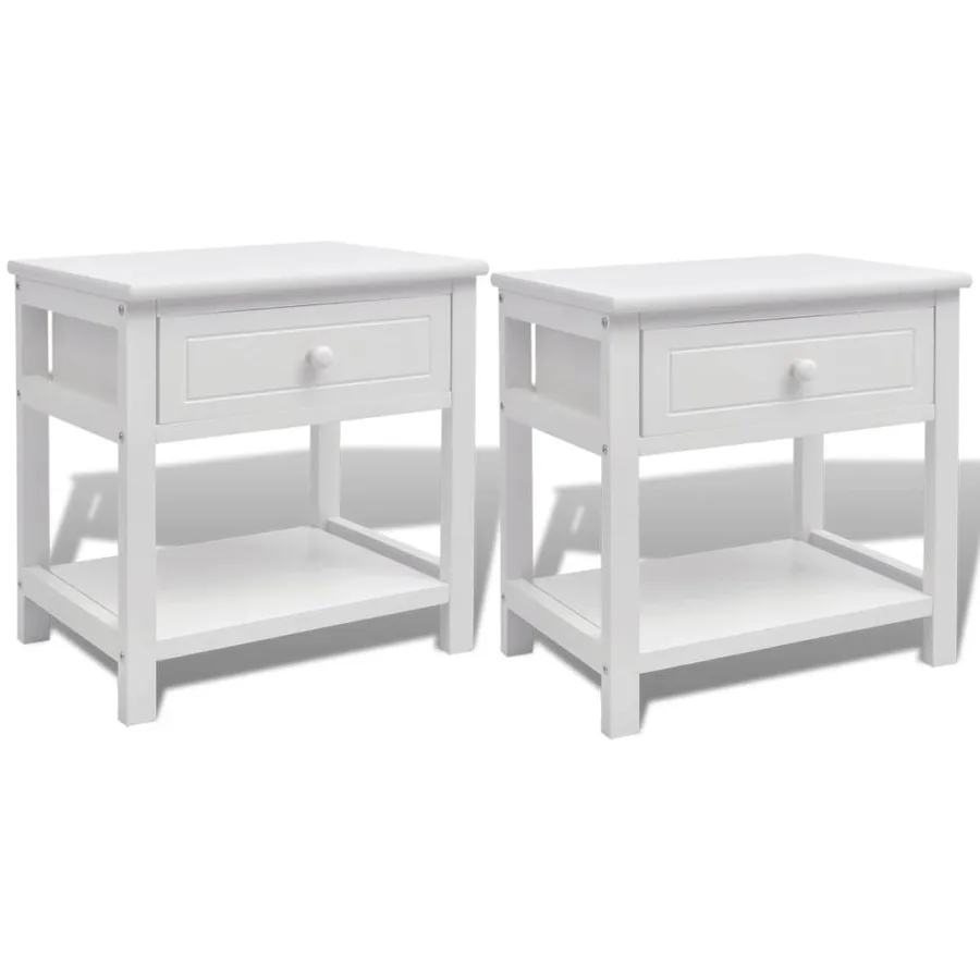 Table de chevet 2 pcs Bois Blanc - 2
