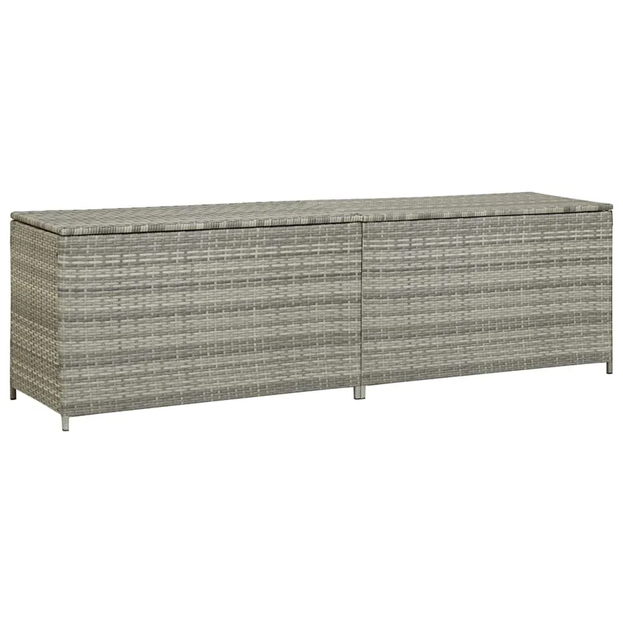 Boîte de rangement de jardin résine tressée 200x50x60 cm gris - 2