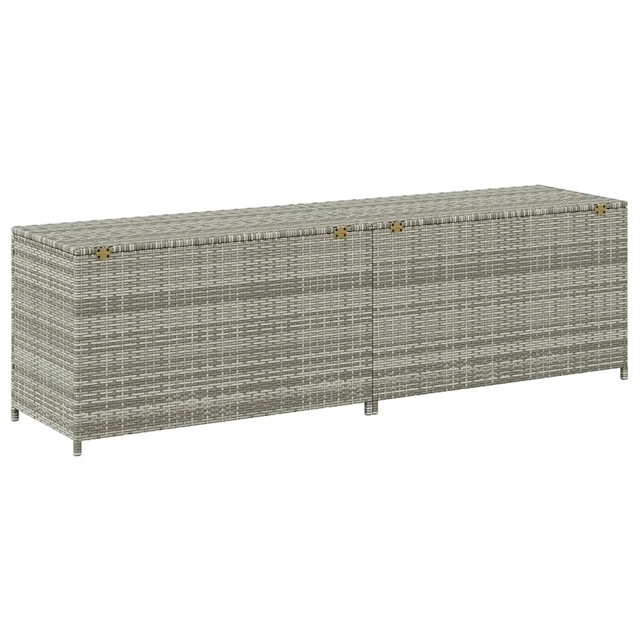 Boîte de rangement de jardin résine tressée 200x50x60 cm gris - 6