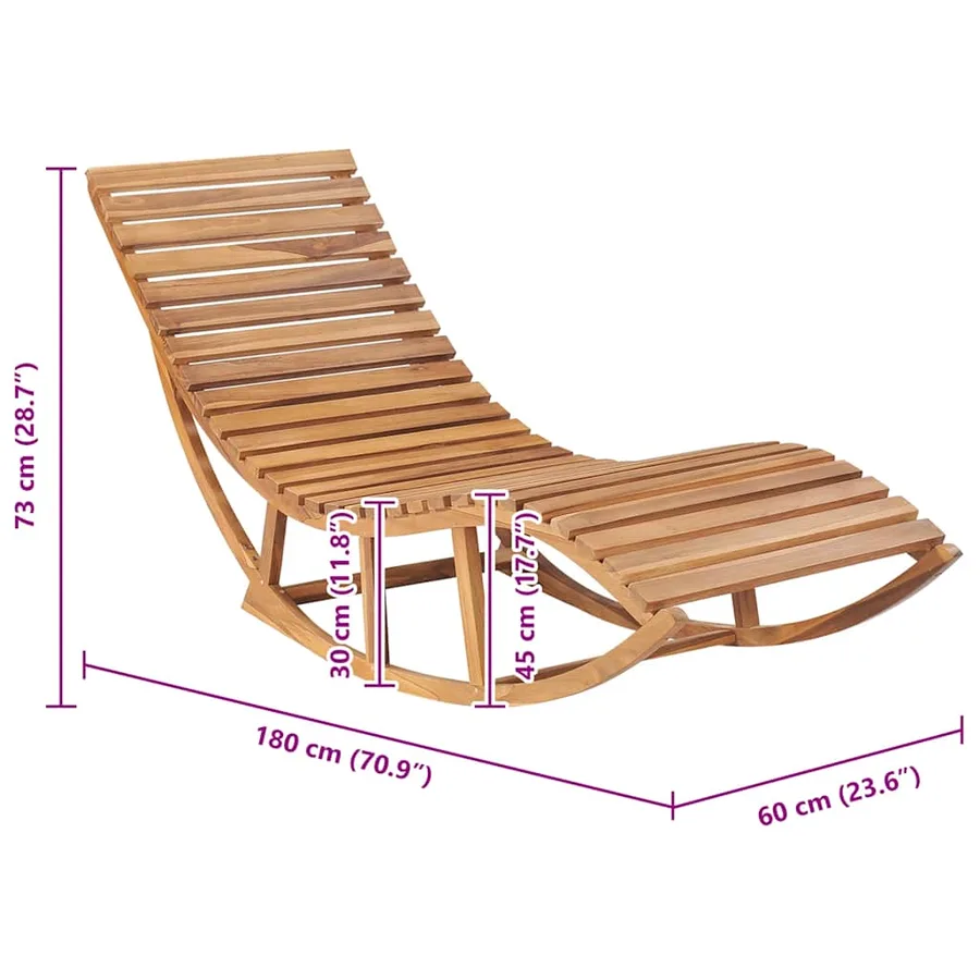 Chaise longue à bascule Bois de teck solide - 7
