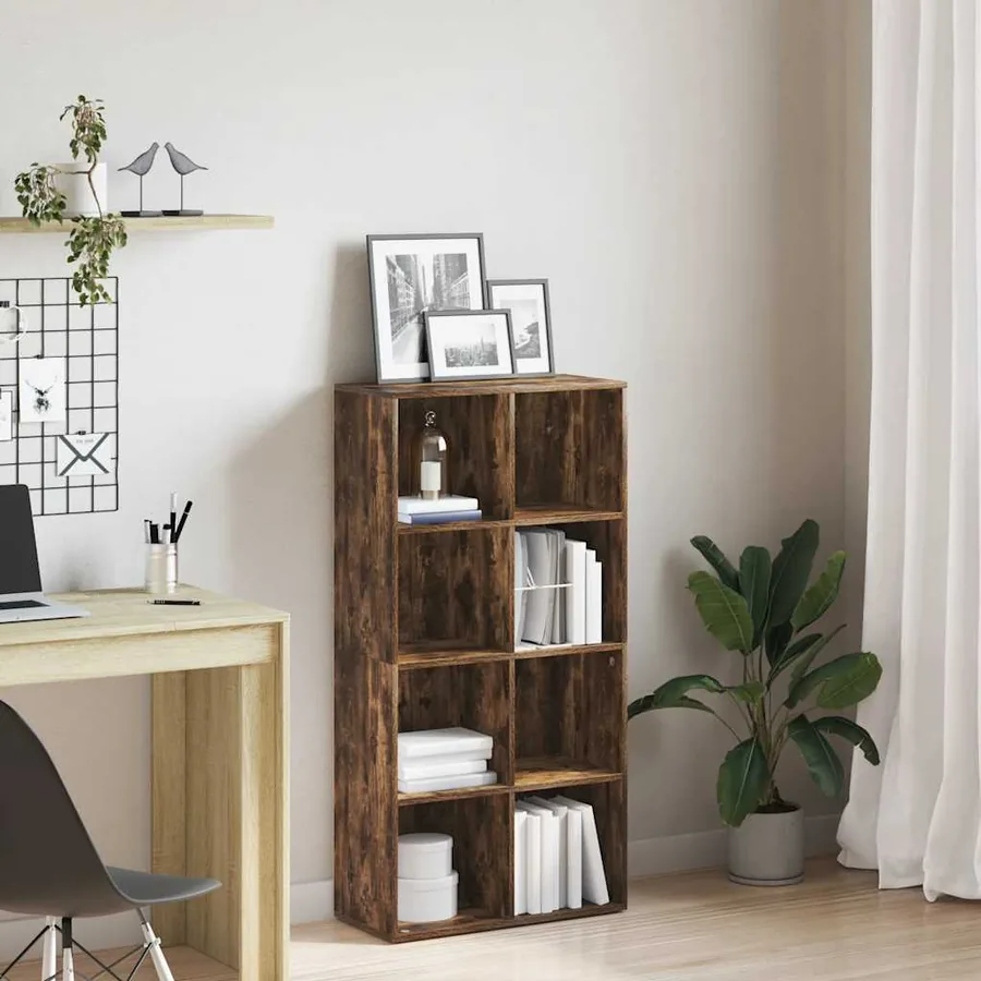 Bibliothèque/Buffet Chêne fumé 66x30x130 cm Bois d'ingénierie