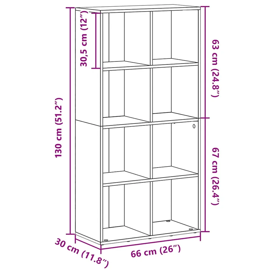 Bibliothèque/Buffet Chêne fumé 66x30x130 cm Bois d'ingénierie - 11
