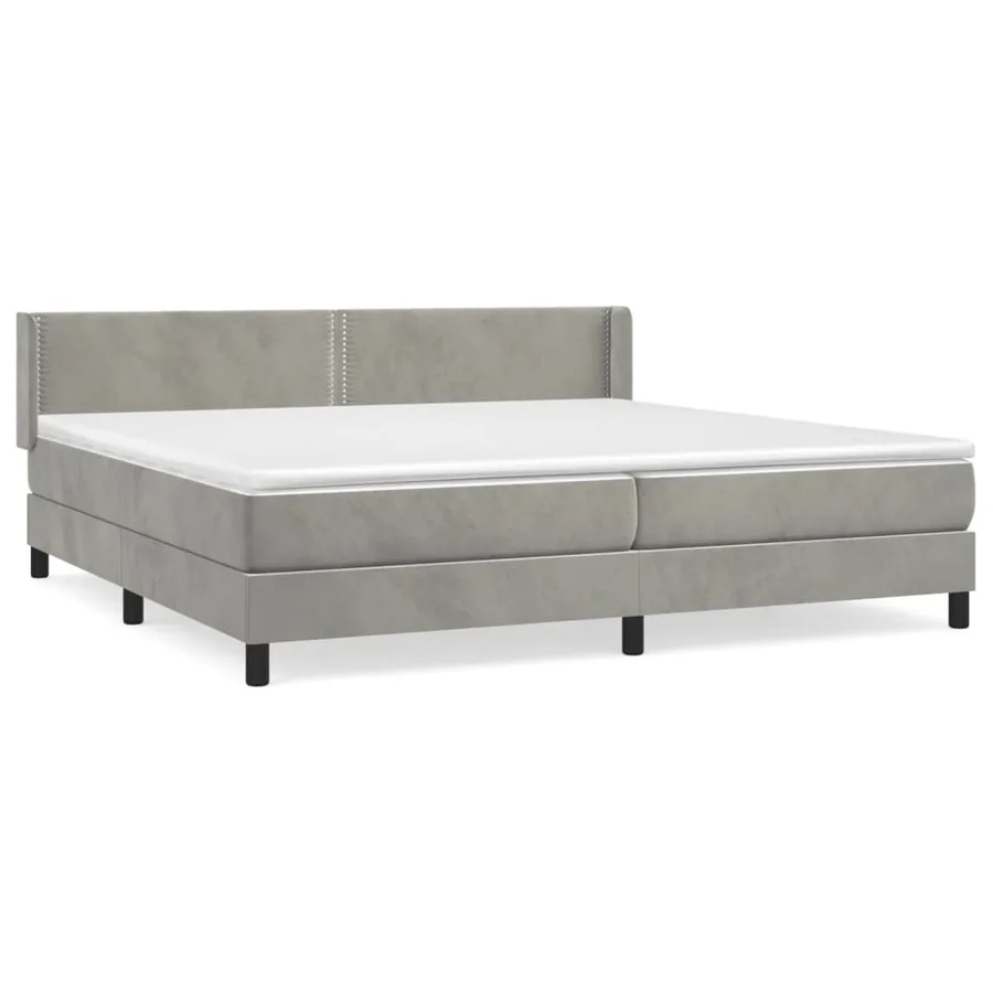 Sommier à lattes de lit et matelas Gris clair 200x200cm Velours - 2