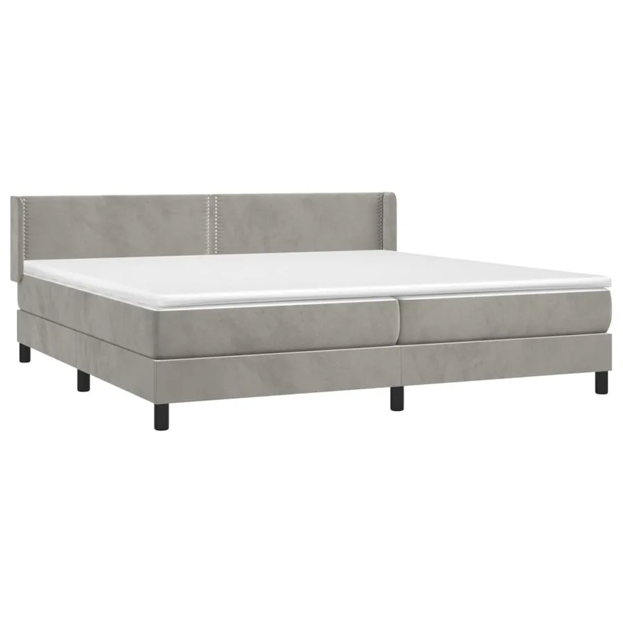Sommier à lattes de lit et matelas Gris clair 200x200cm Velours - 3