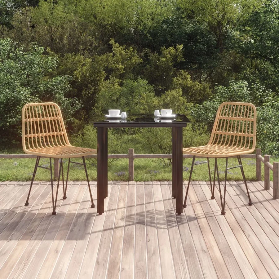 Ensemble à manger de jardin 3 pcs Résine tressée