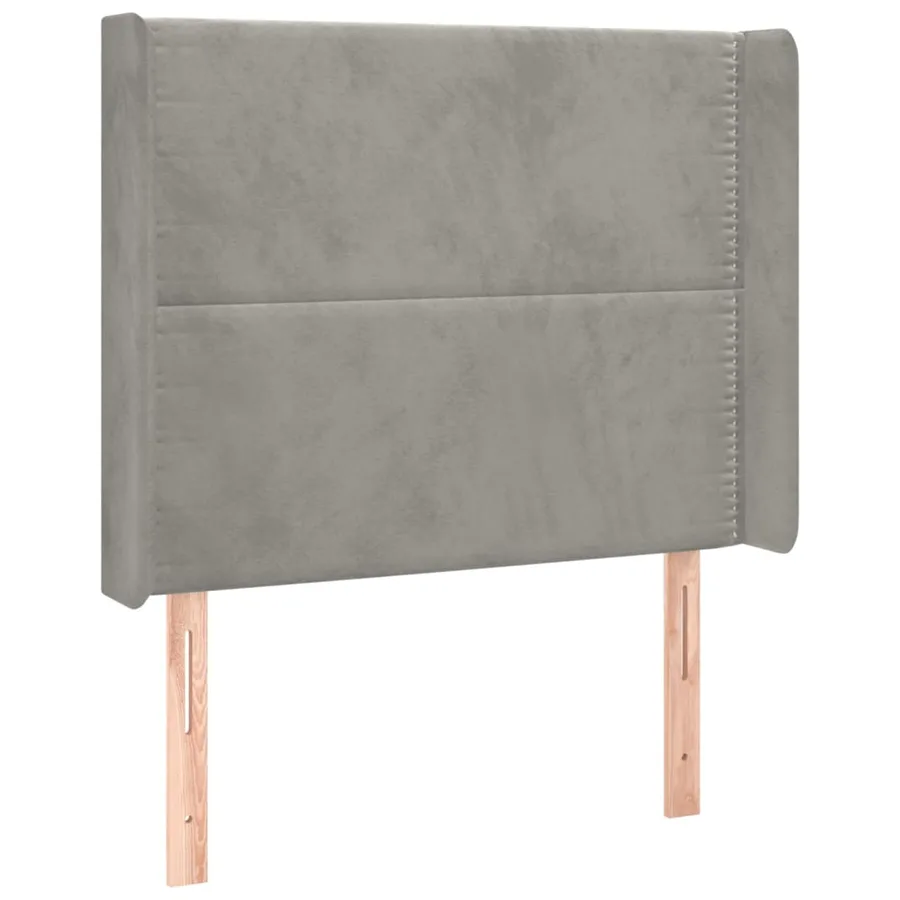Tête de lit avec oreilles Gris clair 103x16x118/128 cm Velours - 2