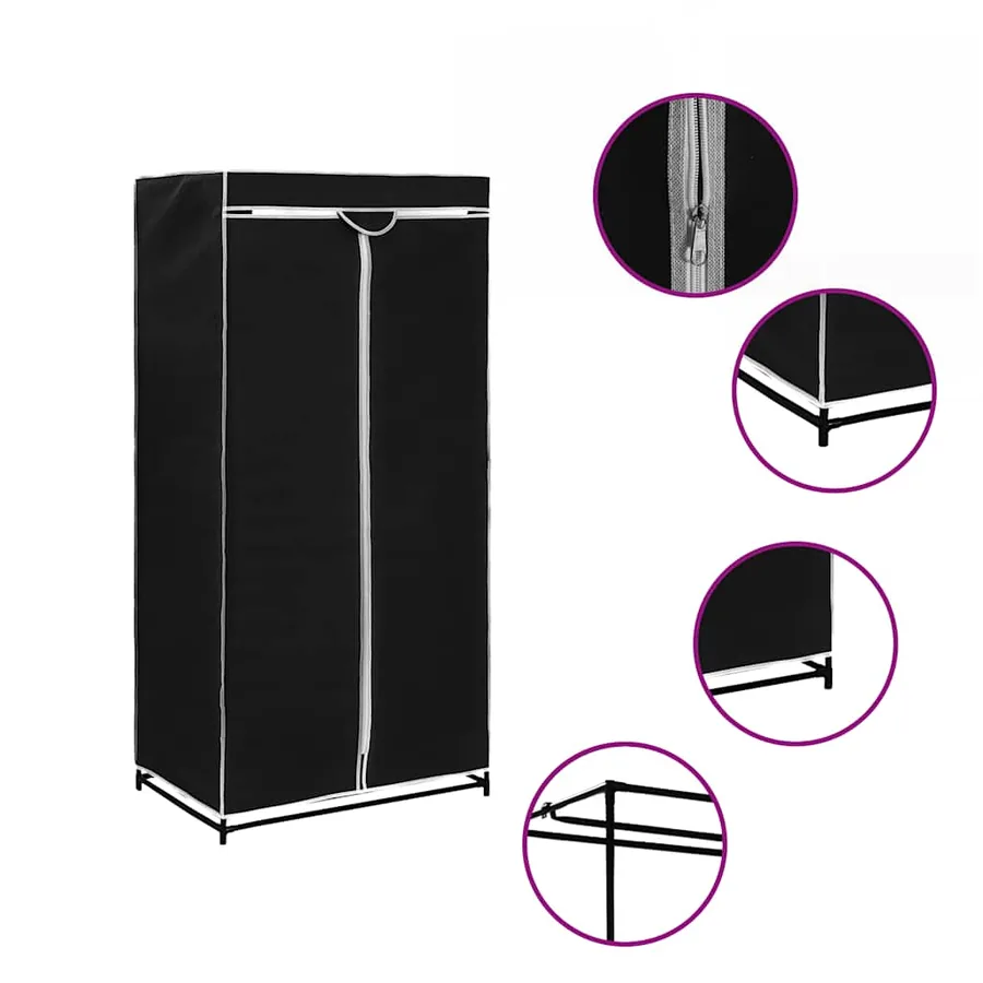 Garde-robe Noir 75x50x160 cm