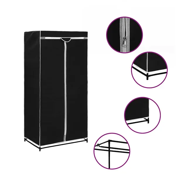 Garde-robe Noir 75x50x160 cm