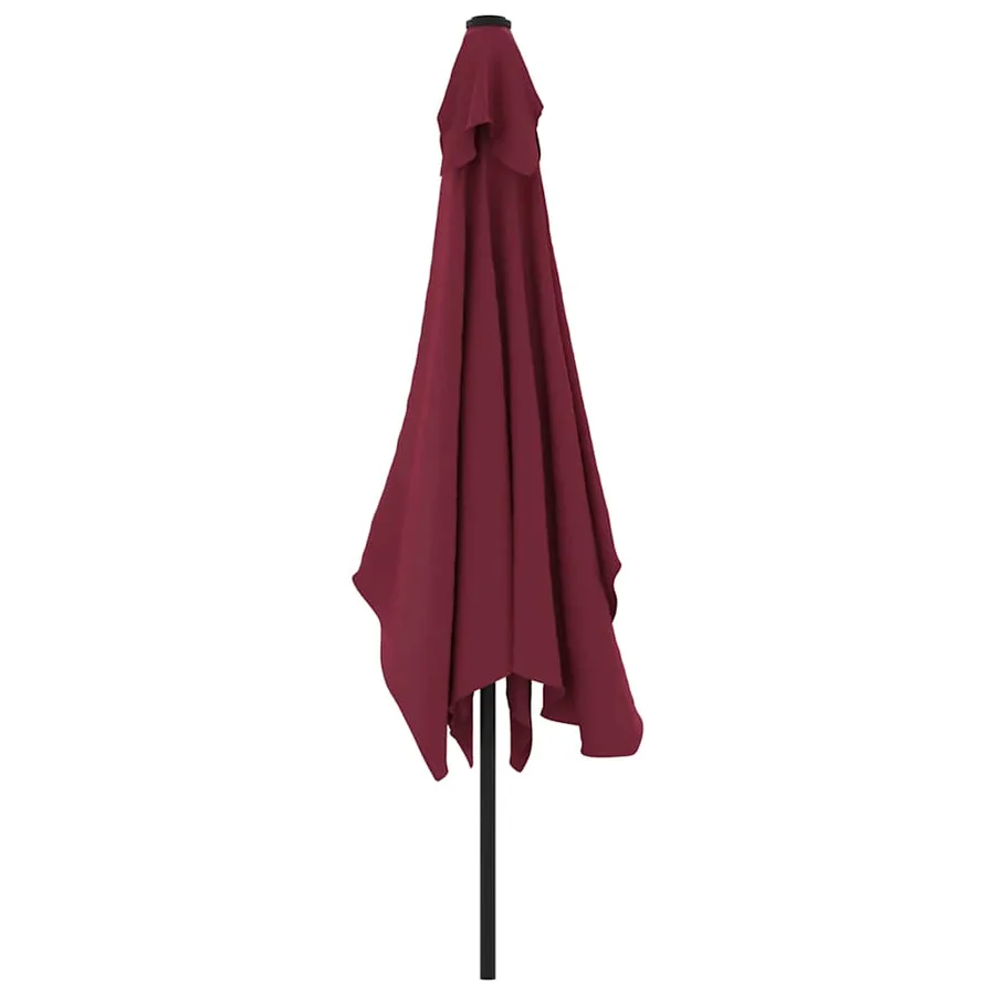 Parasol d'extérieur avec mât en métal 300x200 cm rouge bordeaux - 4