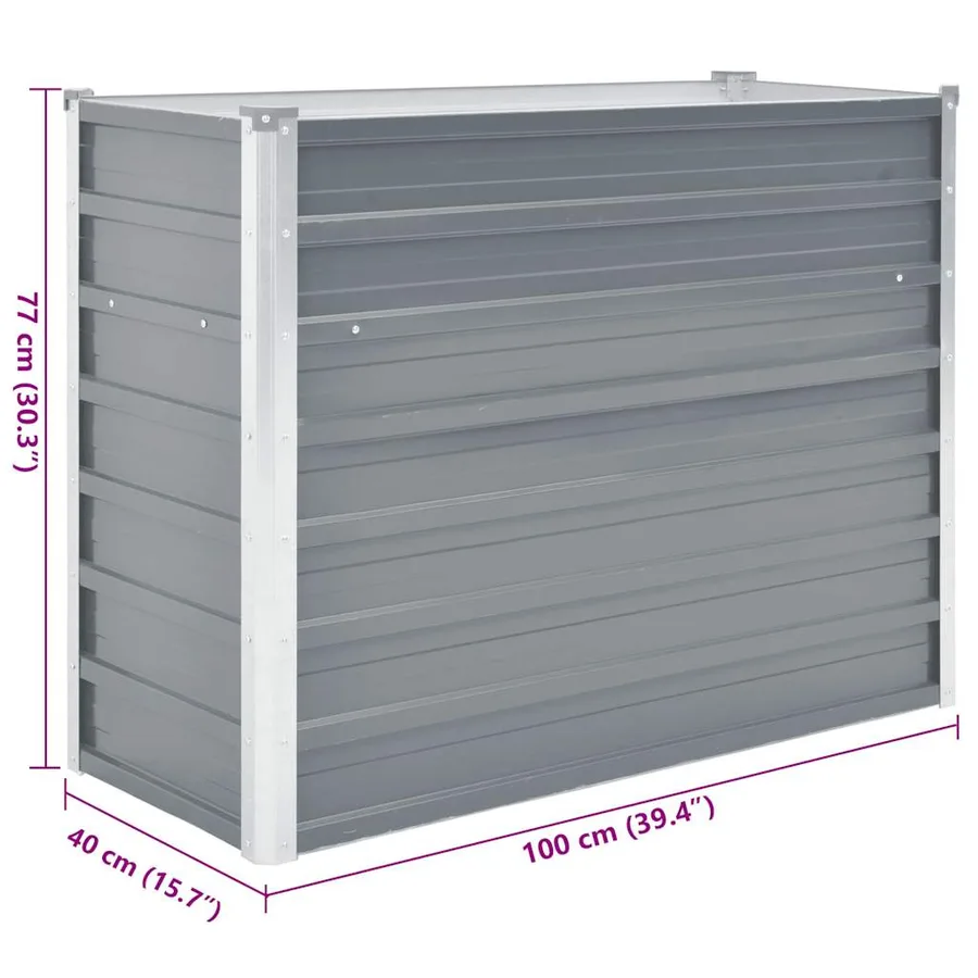 Lit surélevé de jardin Acier galvanisé 100x40x77 cm Gris - 7