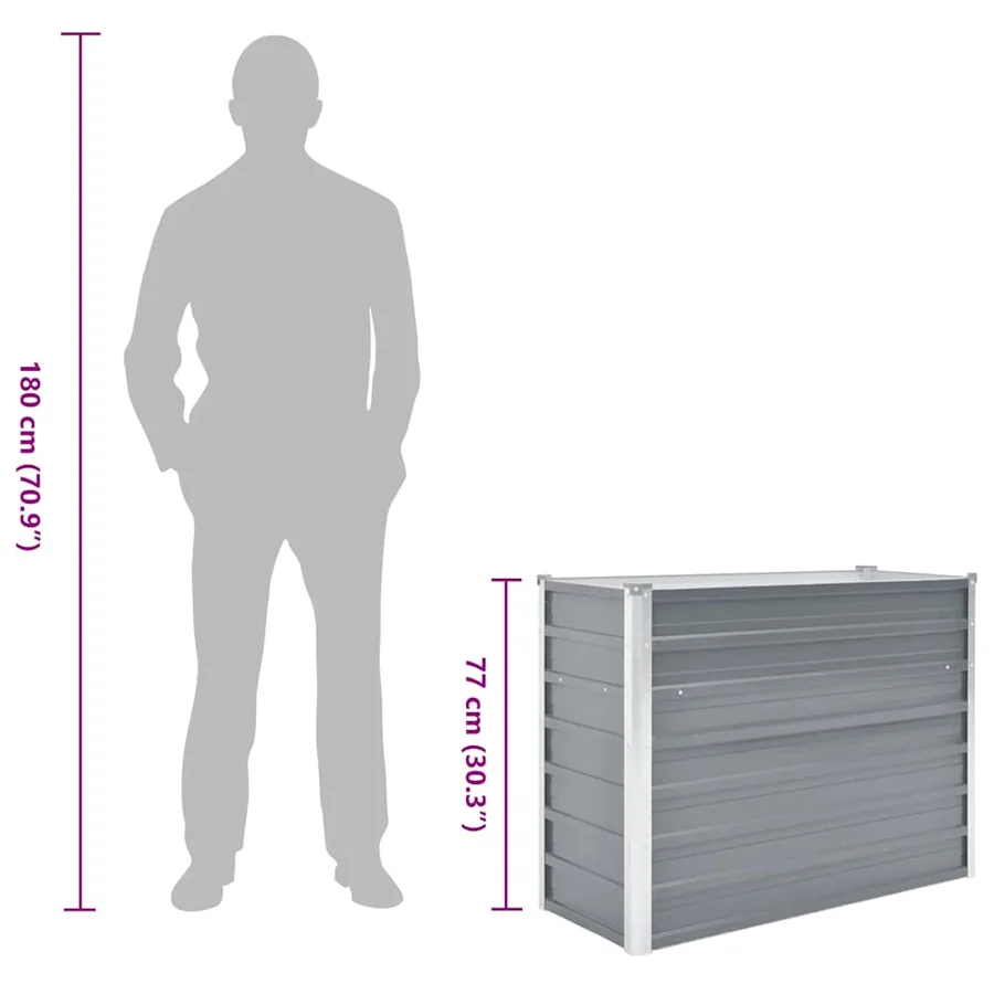 Lit surélevé de jardin Acier galvanisé 100x40x77 cm Gris - 8