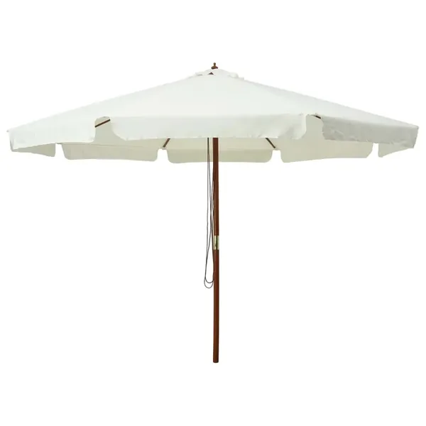 Parasol d'extérieur avec mât en bois 330 cm blanc sable