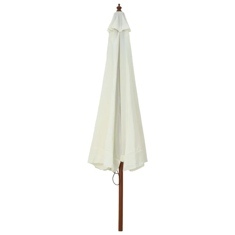 Parasol d'extérieur avec mât en bois 330 cm blanc sable - 3