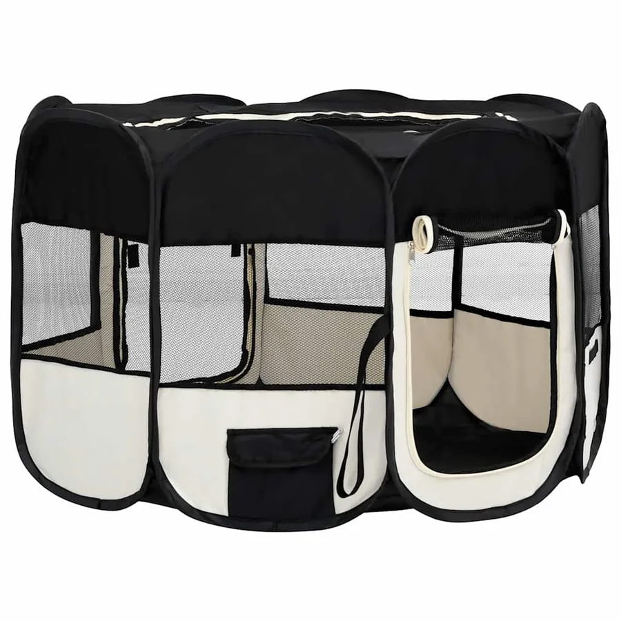Parc pliable pour chien avec sac de transport Noir 110x110x58cm - 3