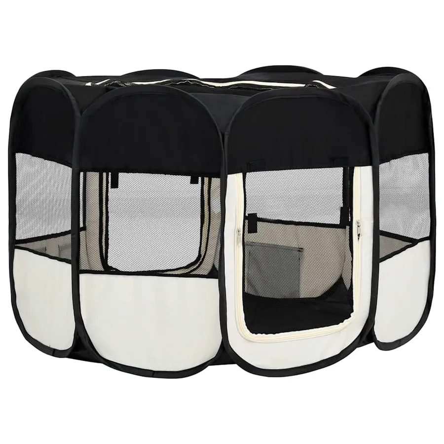 Parc pliable pour chien avec sac de transport Noir 110x110x58cm - 5