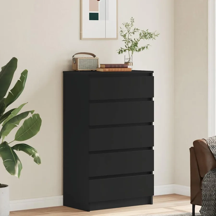 Commode Noir 60x36x103 cm Bois d'ingénierie - 3
