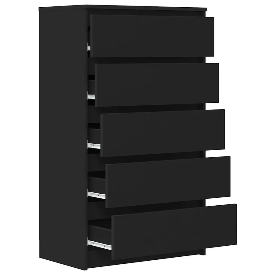Commode Noir 60x36x103 cm Bois d'ingénierie - 7