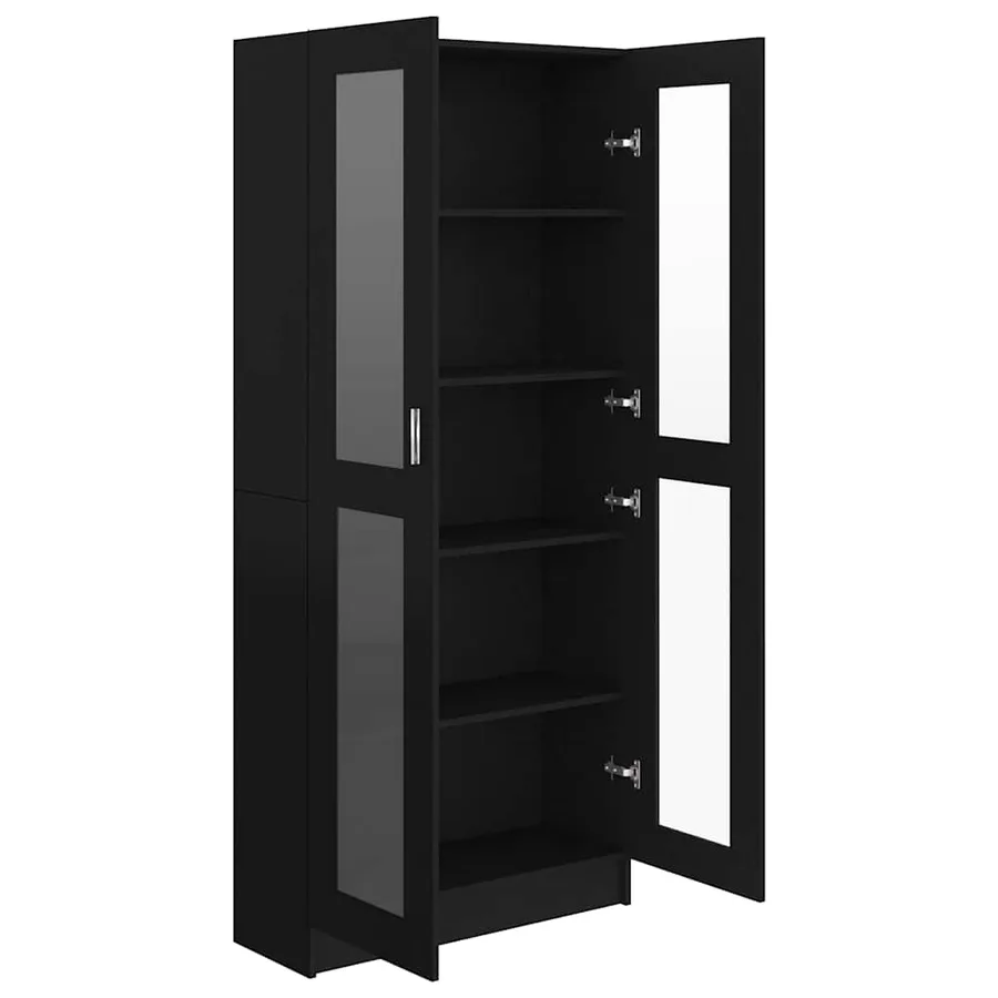 Armoire à vitrine Noir 82,5x30,5x185 cm Bois d’ingénierie - 4