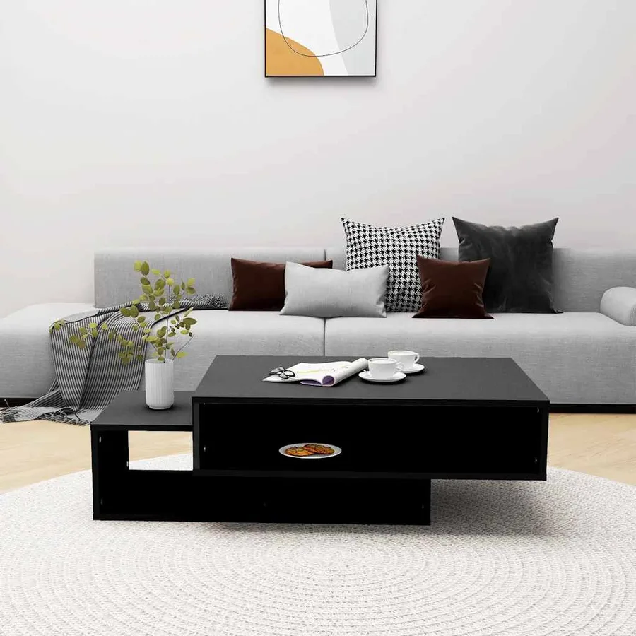 Table basse Noir 105x55x32 cm Bois d’ingénierie - 3