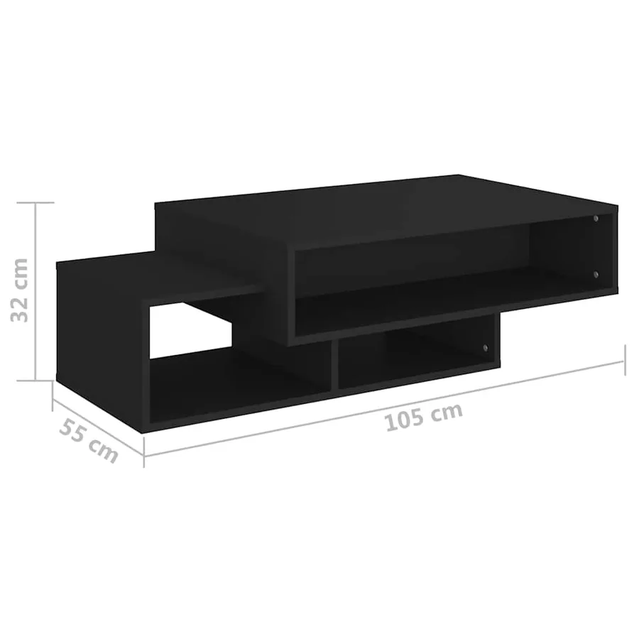 Table basse Noir 105x55x32 cm Bois d’ingénierie - 7