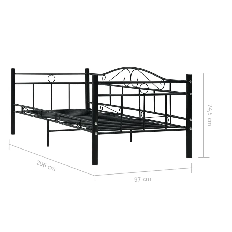 Cadre de lit de repos sans matelas Noir Métal 90x200cm - 10