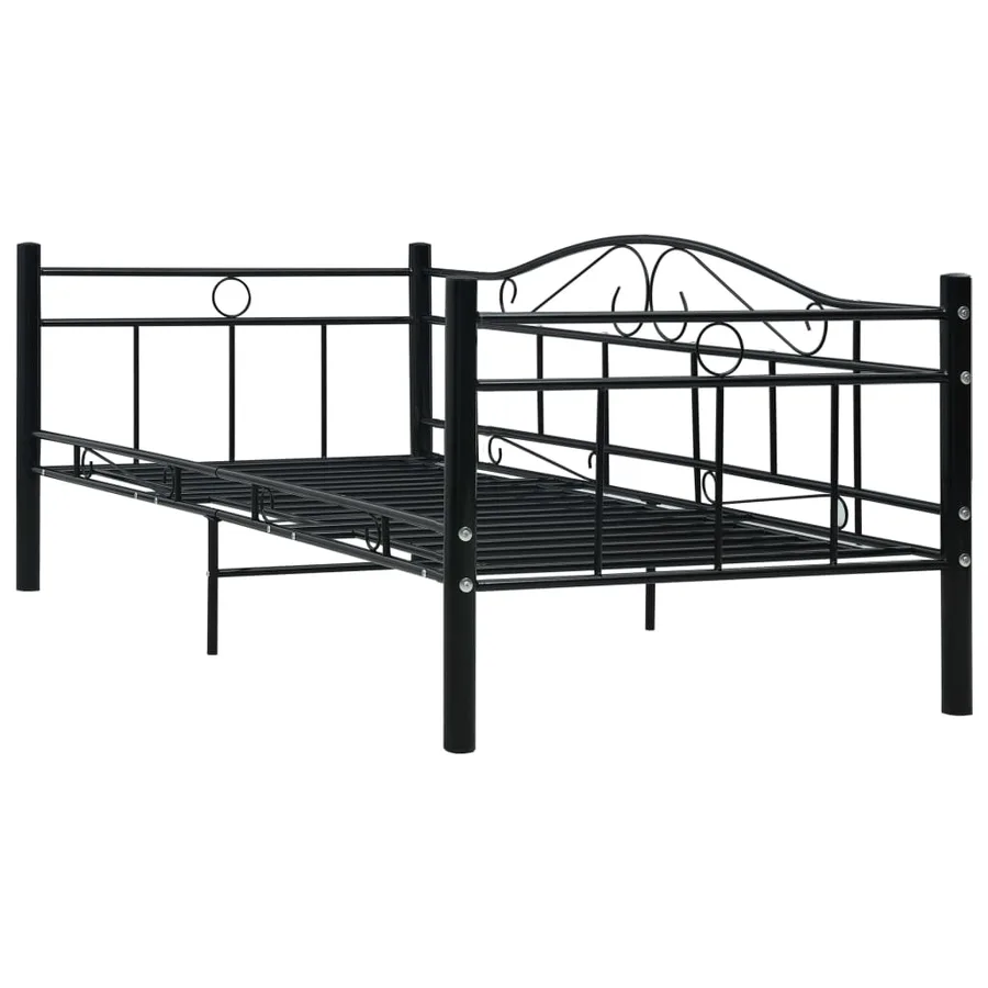 Cadre de lit de repos sans matelas Noir Métal 90x200cm - 3