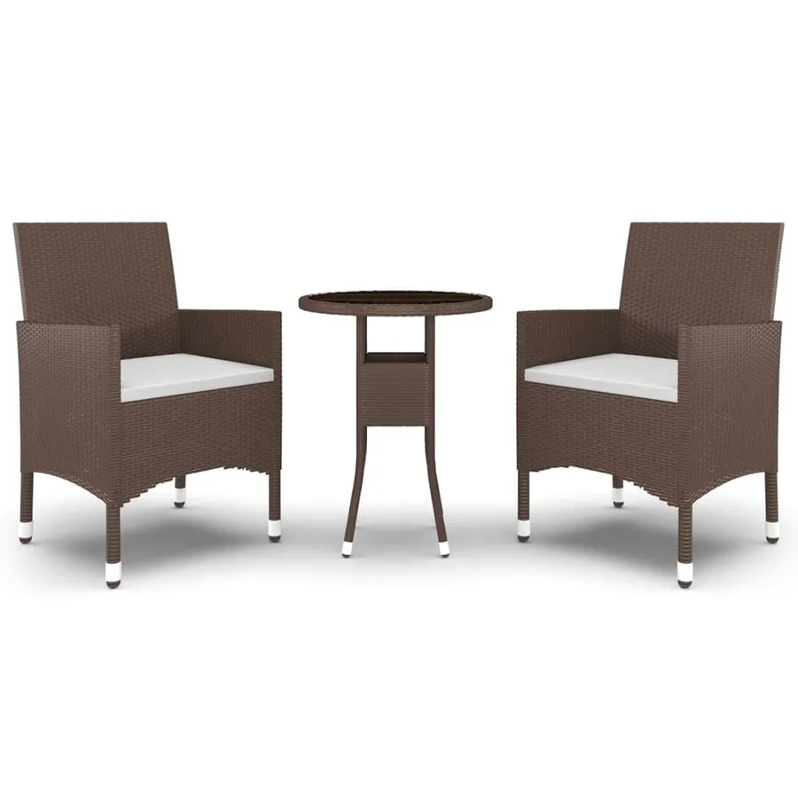 Ensemble à manger de jardin 3pcs Résine tressée Marron - 2