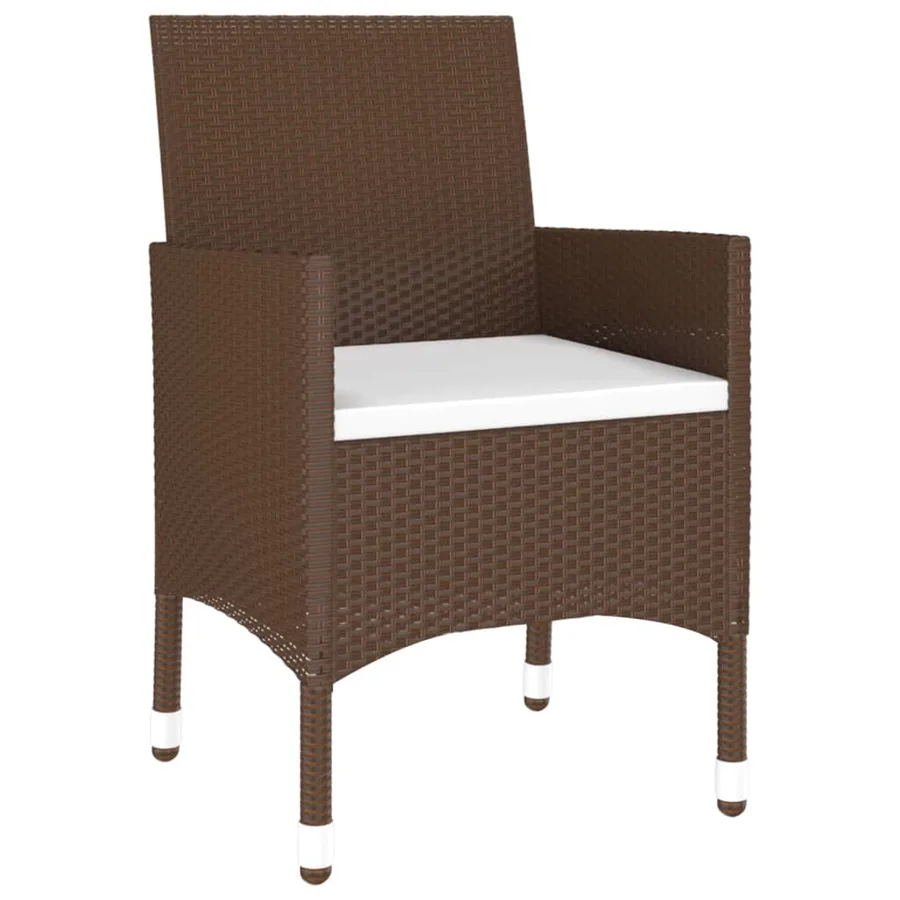 Ensemble à manger de jardin 3pcs Résine tressée Marron - 5