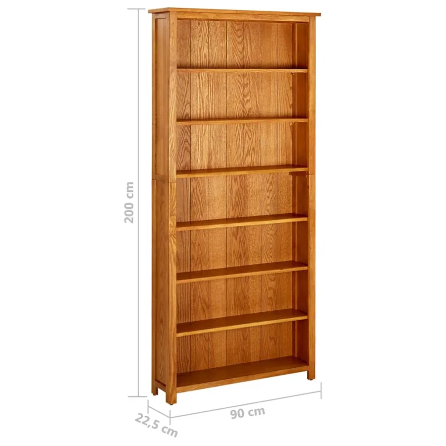 Bibliothèque à 7 niveaux 90x22,5x200 cm Bois de chêne massif - 6