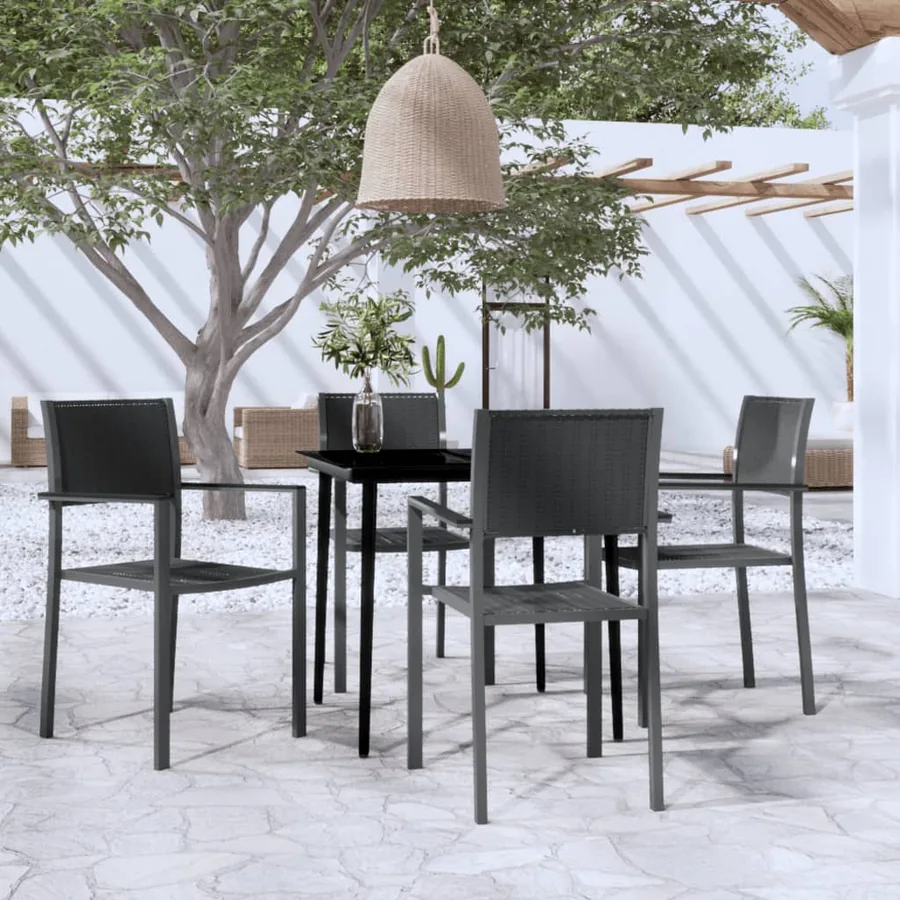 Ensemble à manger de jardin 5 pcs Noir